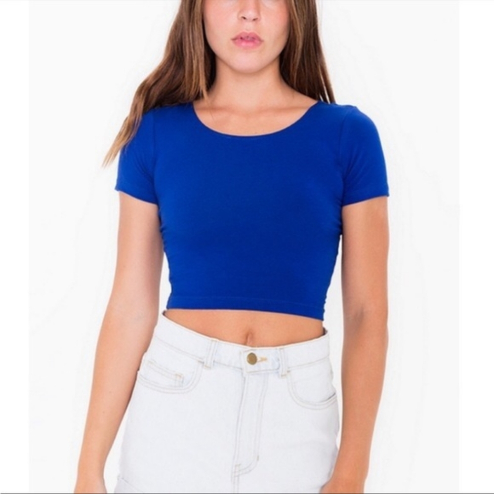 American Apparel Blue Fitted Crop Top
